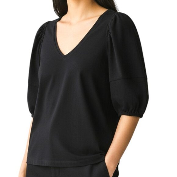 Madewell Tops - MADEWELL Women's XS Black Puff-Sleeve V-Neck Tee